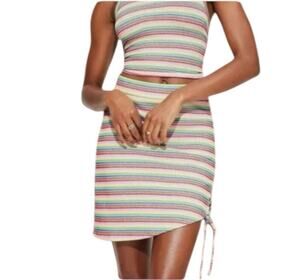 New Target Pride Asymmetrical Rainbow Striped Pull On Mini Skirt Size Large